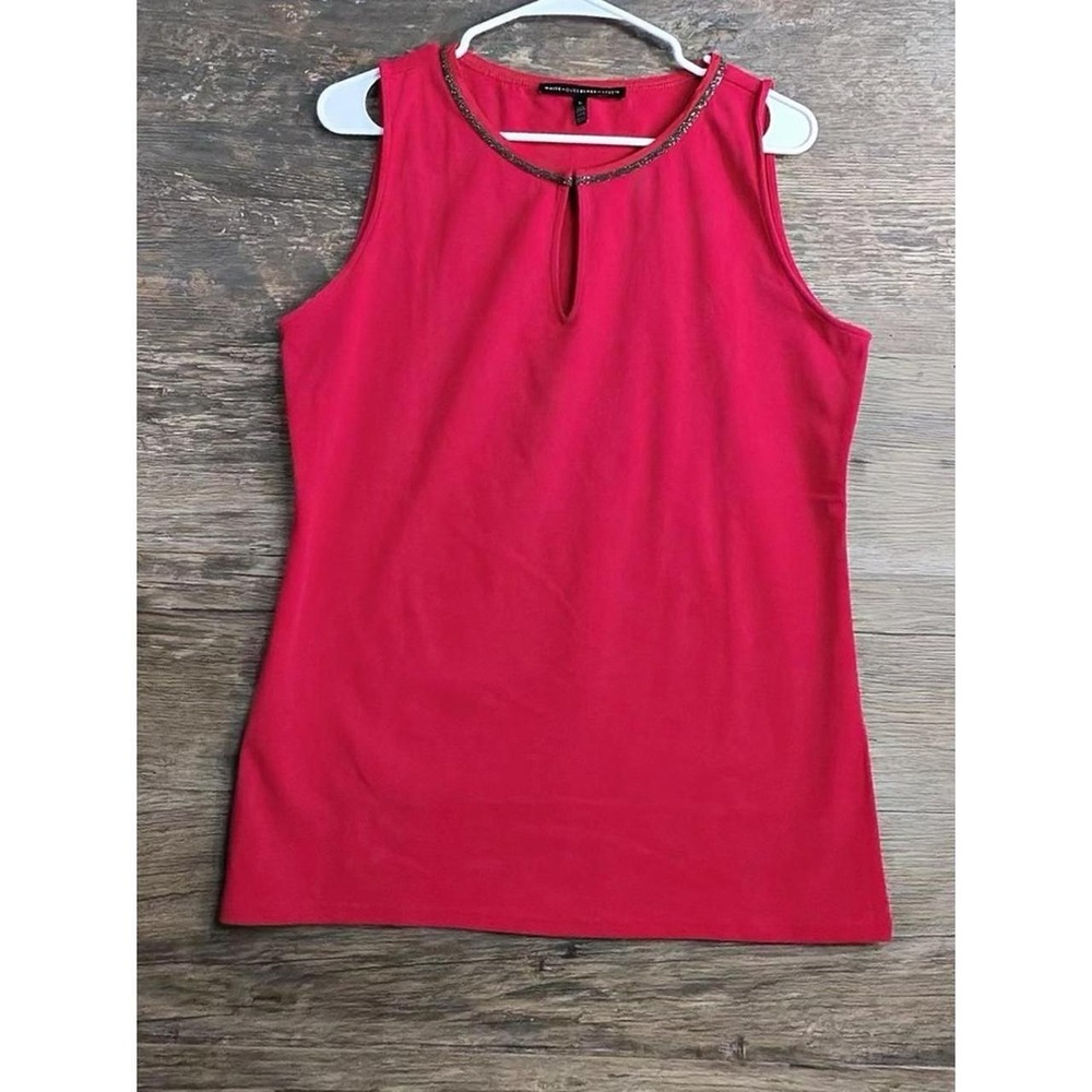 White House Black Market Fuchsia Beaded Neck Tank